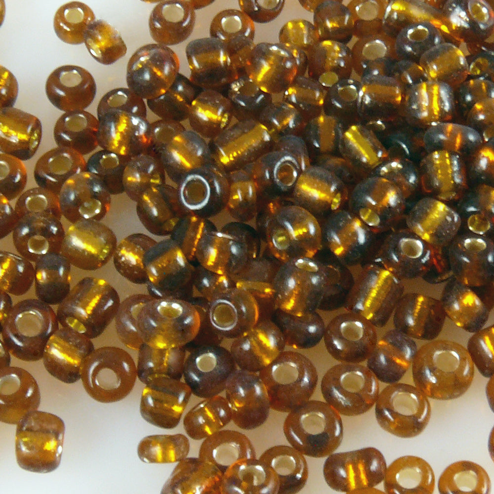 Rocailles Glasperlen braun mit Silbereinzug 3-4mm 290x Perlen Rocaillesperlen-918
