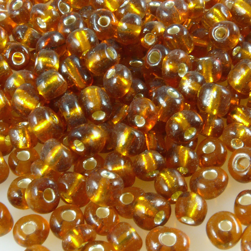Rocailles Glasperlen topas mit Silbereinzug 3-4mm 250x Perlen Rocaillesperlen-923