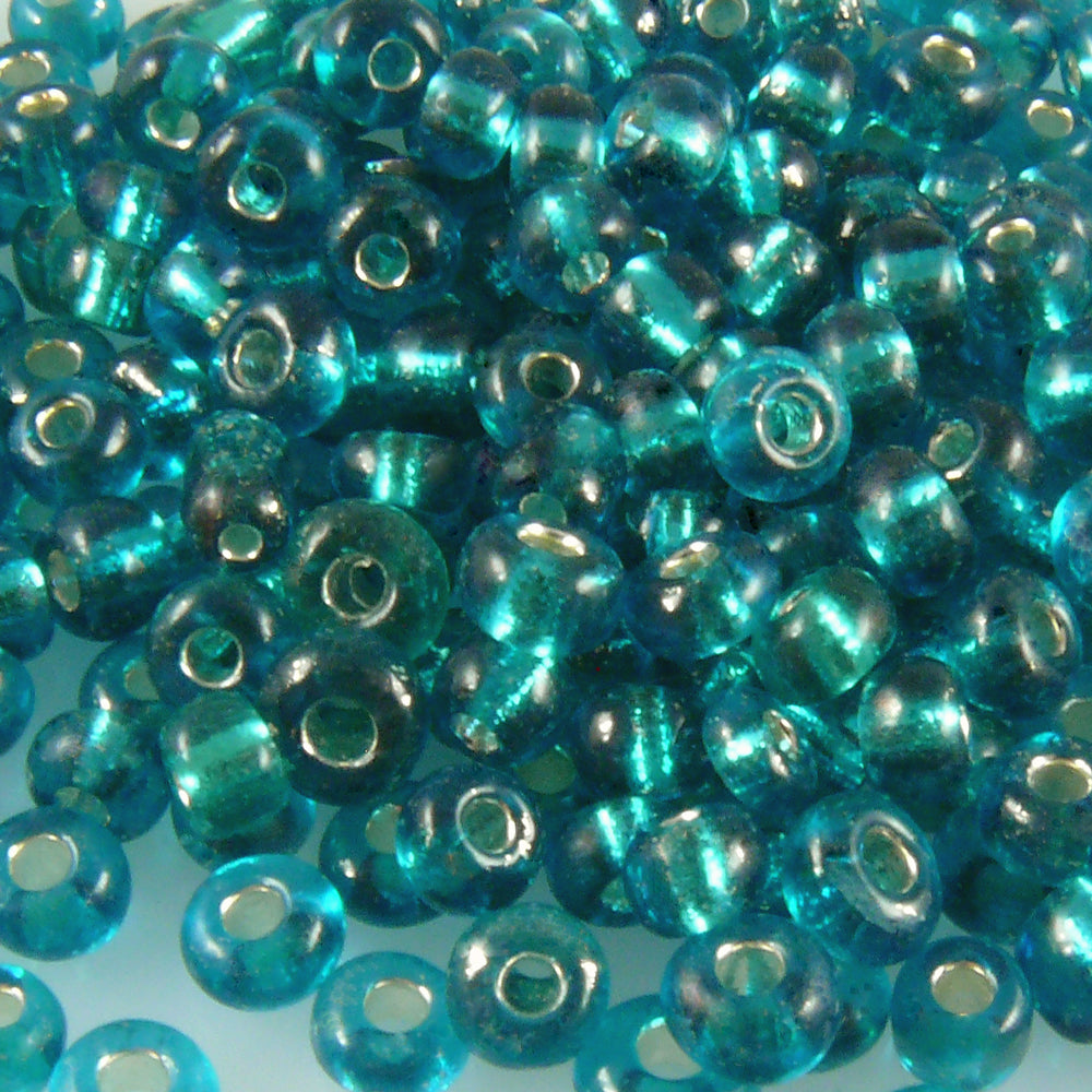 Rocailles Glasperlen türkis mit Silbereinzug 3-4mm 280x Perlen Rocaillesperlen-929