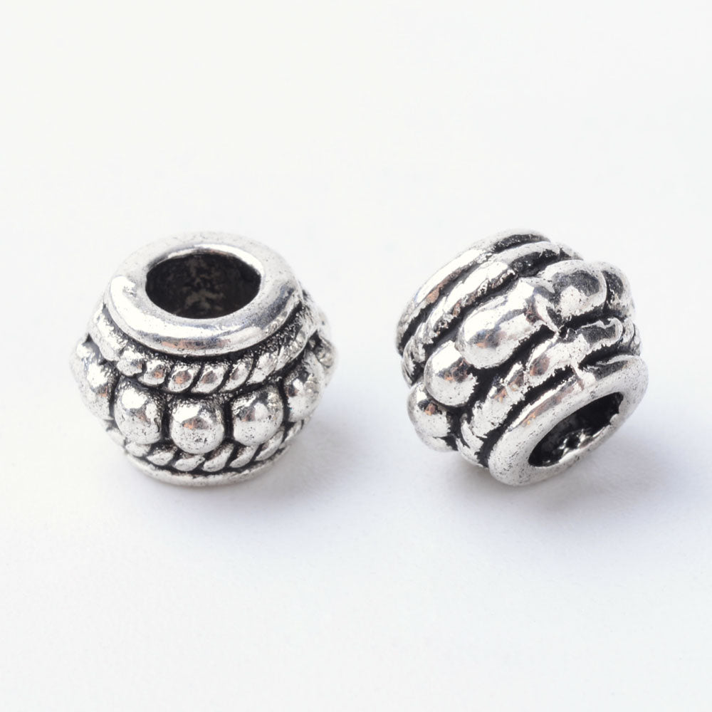 Großlochperlen Metallperlen 10x Metall Rondelle 6,5x8mm Silber Antik Perlen Bastelperlen Beads