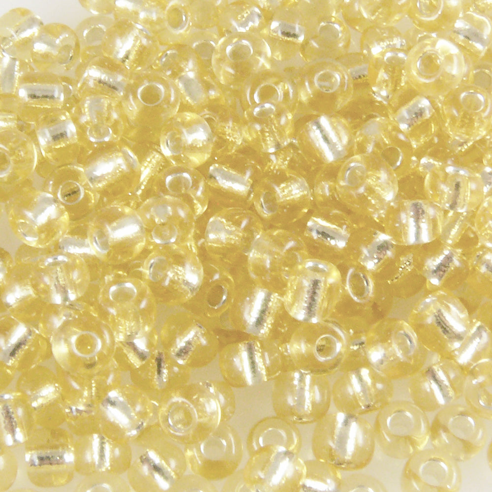 Rocailles Glasperlen champagner mit Silbereinzug 3-4mm 270x Perlen Rocaillesperlen-936