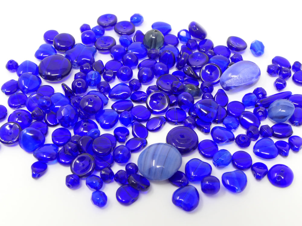 Bastelset aus 150 Glasperlen dunkelblau Beads Perlen Mix 4-13mm Perlenmischung