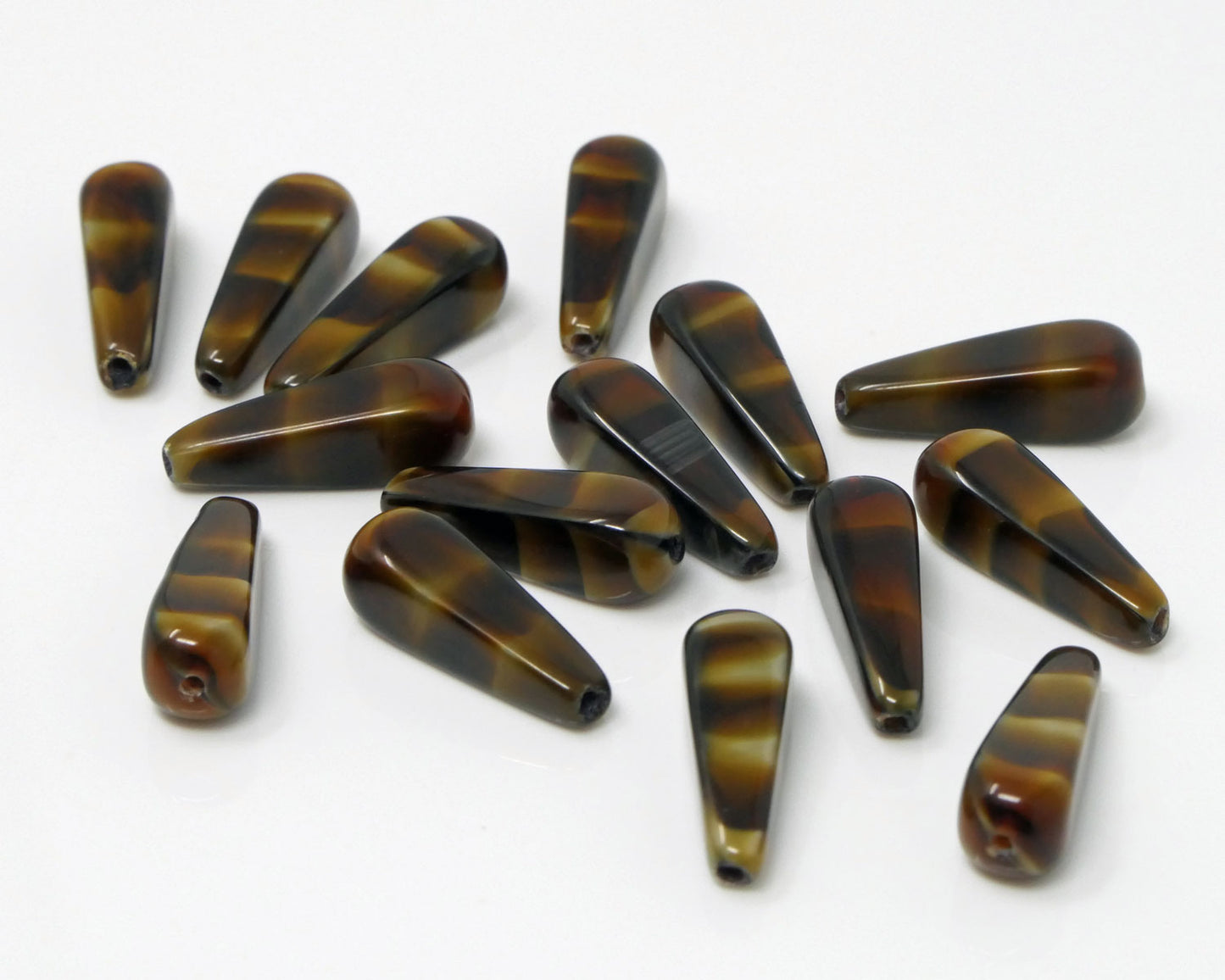 Glasperlen 18mm Tigerauge-Design schwarz-braun 15 hochwertige Perlen zum Basteln -1040