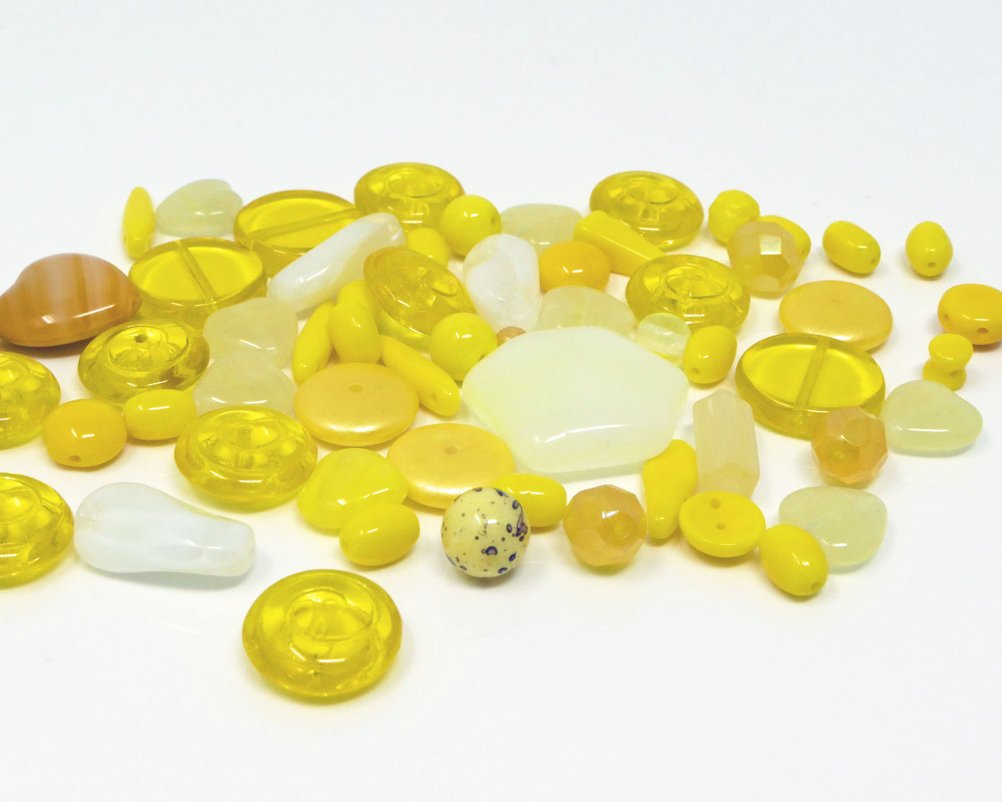edles Perlen Mix sonnengelb 60 Glasperlen 5-23 mm gelbe Bastelmischung -1393