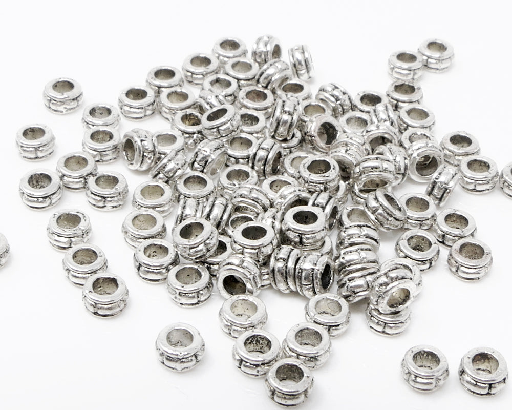 Metallperlen Spacer 100x kleine Beads 2x4mm Metall Perlen altsilber Metallbeads -1080
