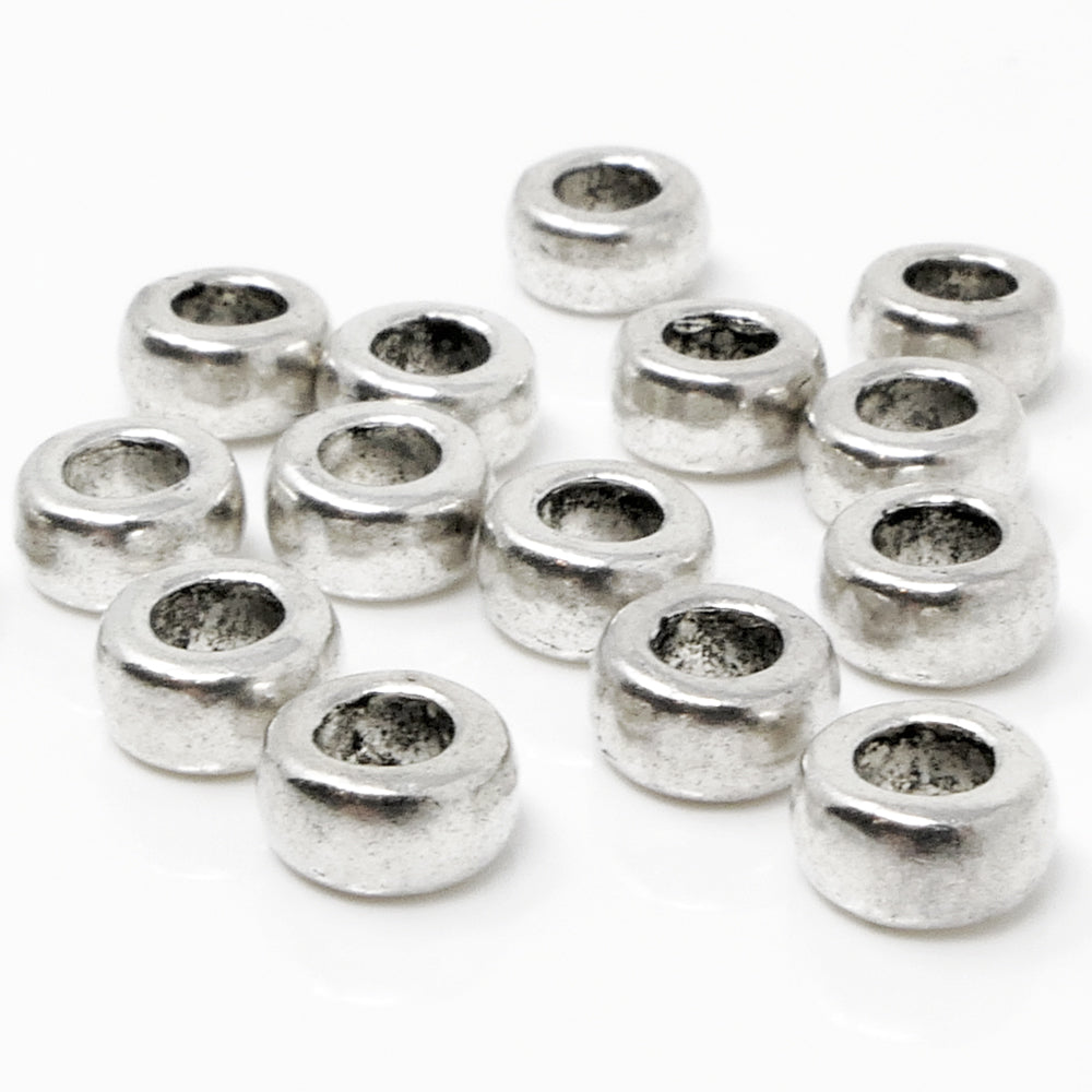 Metallperlen 15x Perlen 3x6mm Spacer Großlochperlen silber Metallrocailles