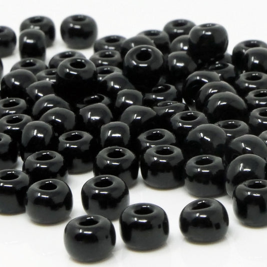 Rocailles Perlen Schwarz 100x Glasperlen 5,5mm mit Loch 1,7mm Größe 3/0 Rocaillesperlen