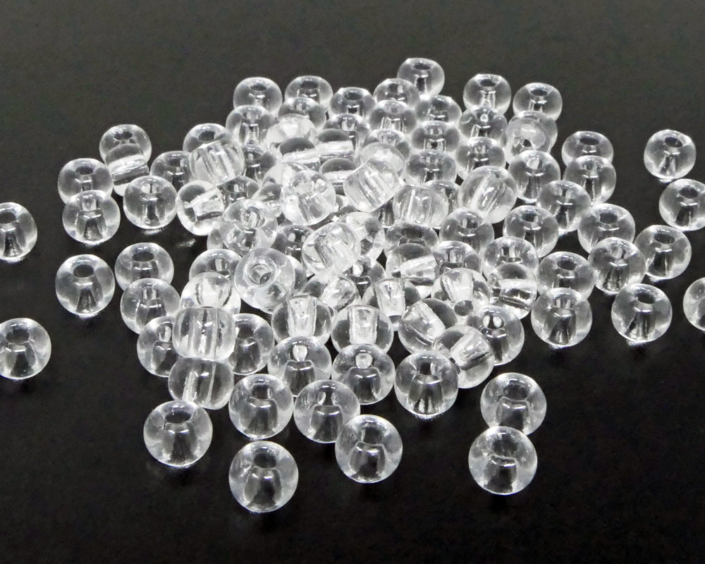 Rocailles-Perlen Transparent 100 Stück Glasperlen 6mm mit 1,6mm Loch zum Auffädeln und Basteln Größe 3/0