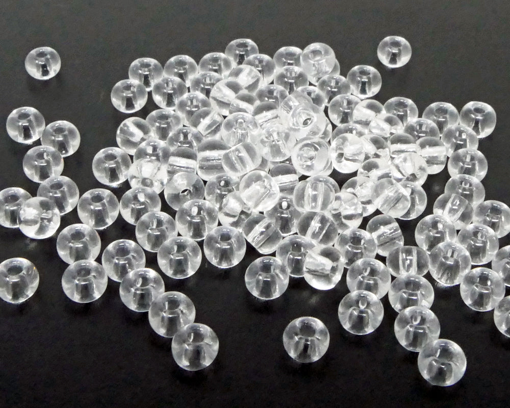 Rocailles-Perlen Transparent 100 Stück Glasperlen 5mm mit 1,4mm Loch zum Auffädeln und Basteln Größe 4/0