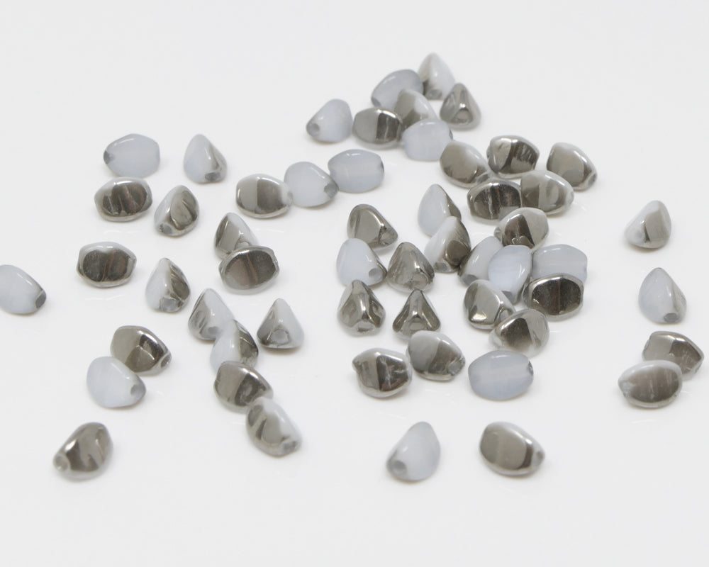 Pinch Beads 5x3mm Glasperlen 55 St. Alabaster Chrom beschichtet zum Auffädeln