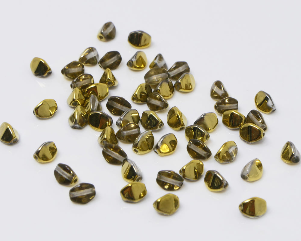 Pinch Beads 5x3mm Glasperlen 55 St. Perlen zum Auffädeln Farbton Kristall-Gold