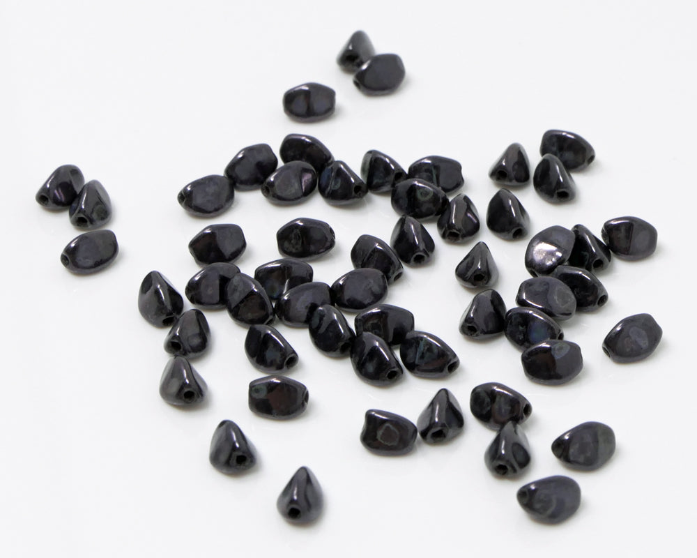 Pinch Beads 5x3mm Glasperlen 55 St. Perlen Nachtblau beschichtet zum Auffädeln