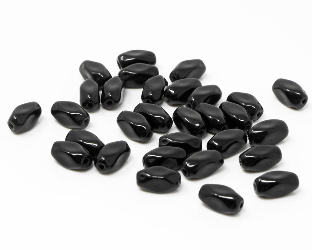 Glasperlen 30 St. Nuggets schwarz 9 mm Böhmische Glas Perlen Beads zum Basteln