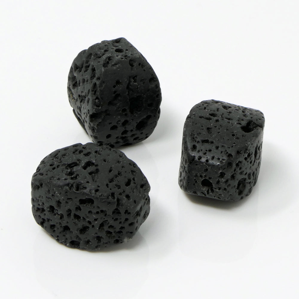 Lavaperlen 3 Stück schwarz Nugget 18x13mm Lava Perlen zum Basteln