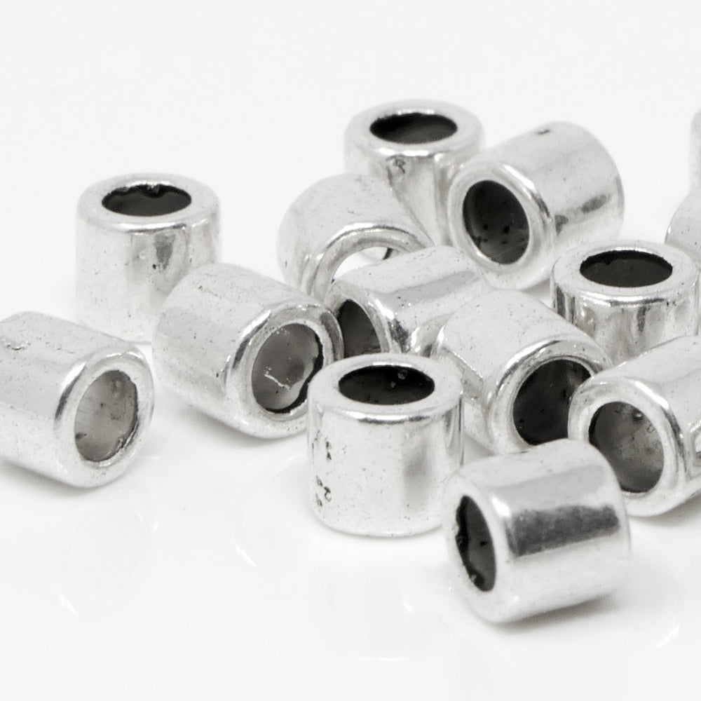Metallperlen 20 St. Perlen 4x5mm Spacer Großlochperlen silber Metallrocailles