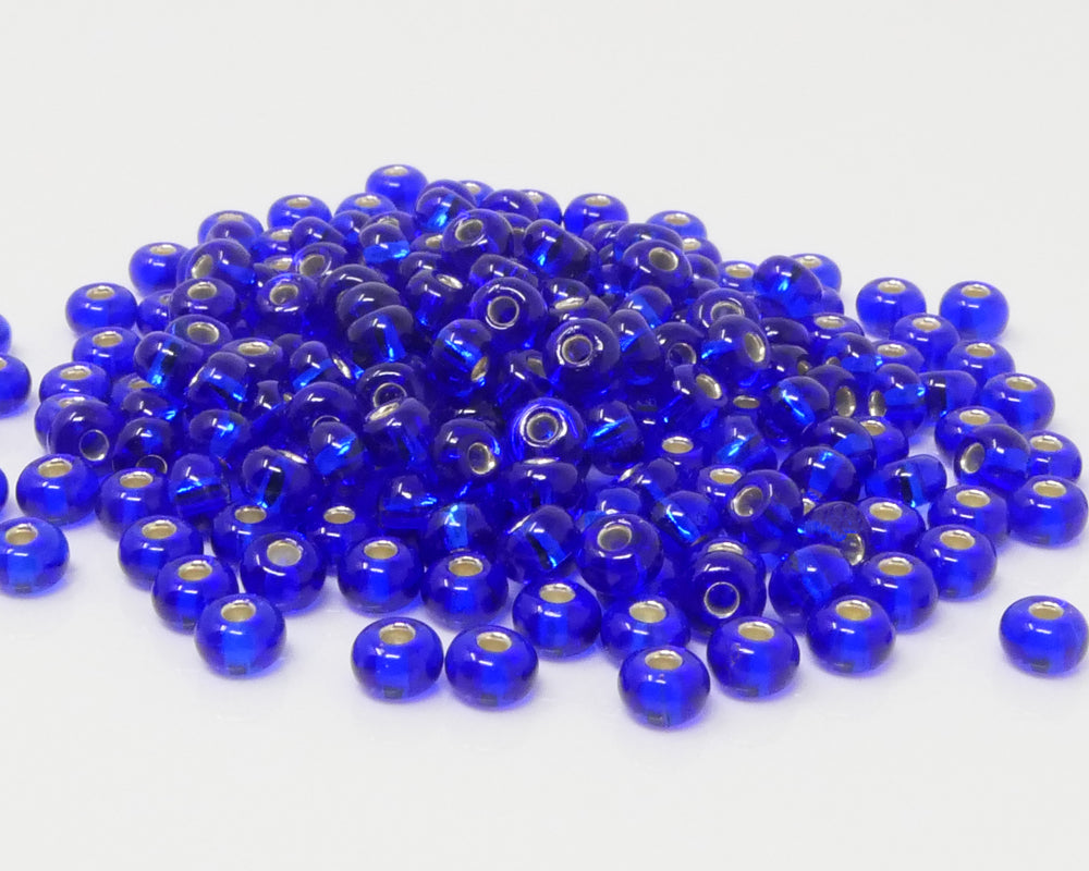 Rocailles 5/0 Glas Perlen mit Silbereinzug 4mm blau 200x Rocaillesperlen -672