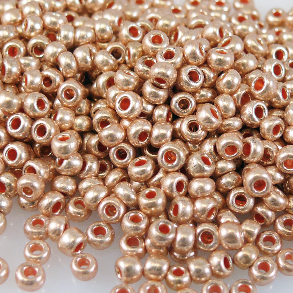 660 Rocailles 2mm Perlen Glasperlen apricot metallic Rocaillesperlen Indianerperlen Größe 8/0
