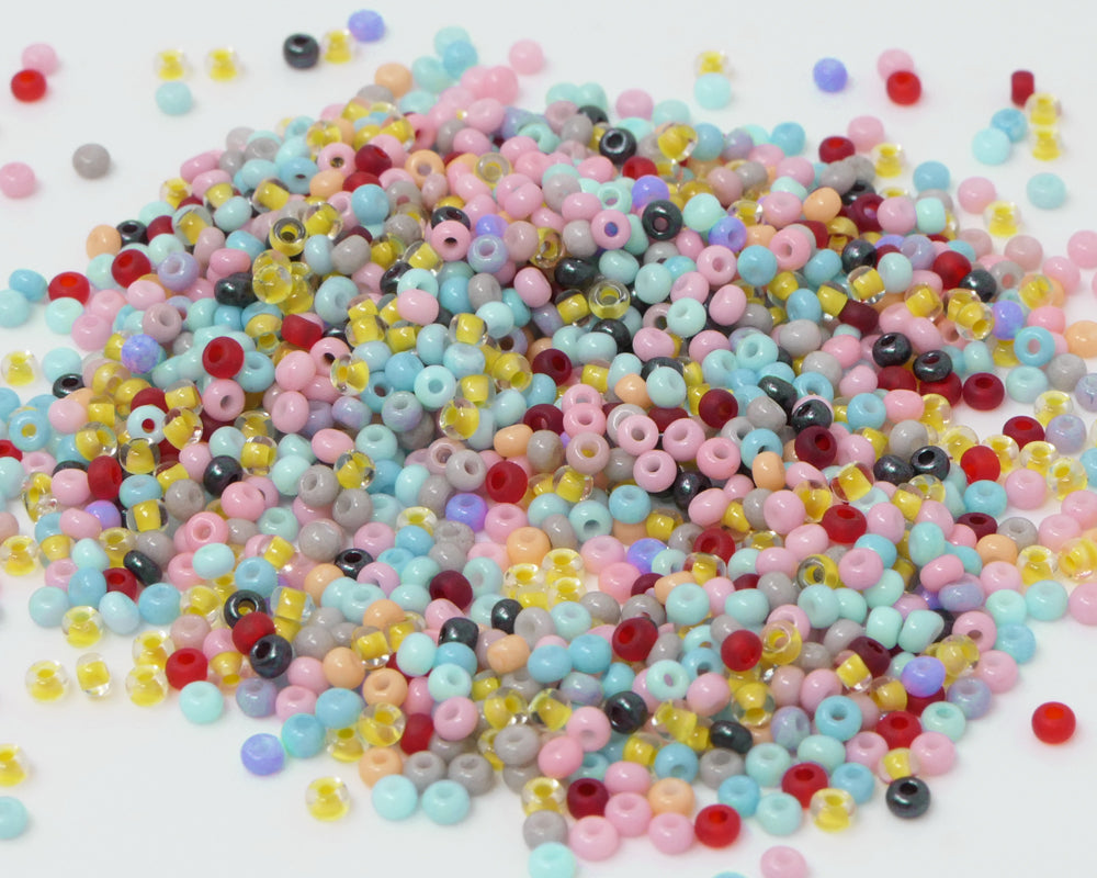 Rocailles-Perlen-Mix 1300 St. Glasperlen 2mm Farbenmix Pastell Indianerperlen zum Auffädeln 11/0