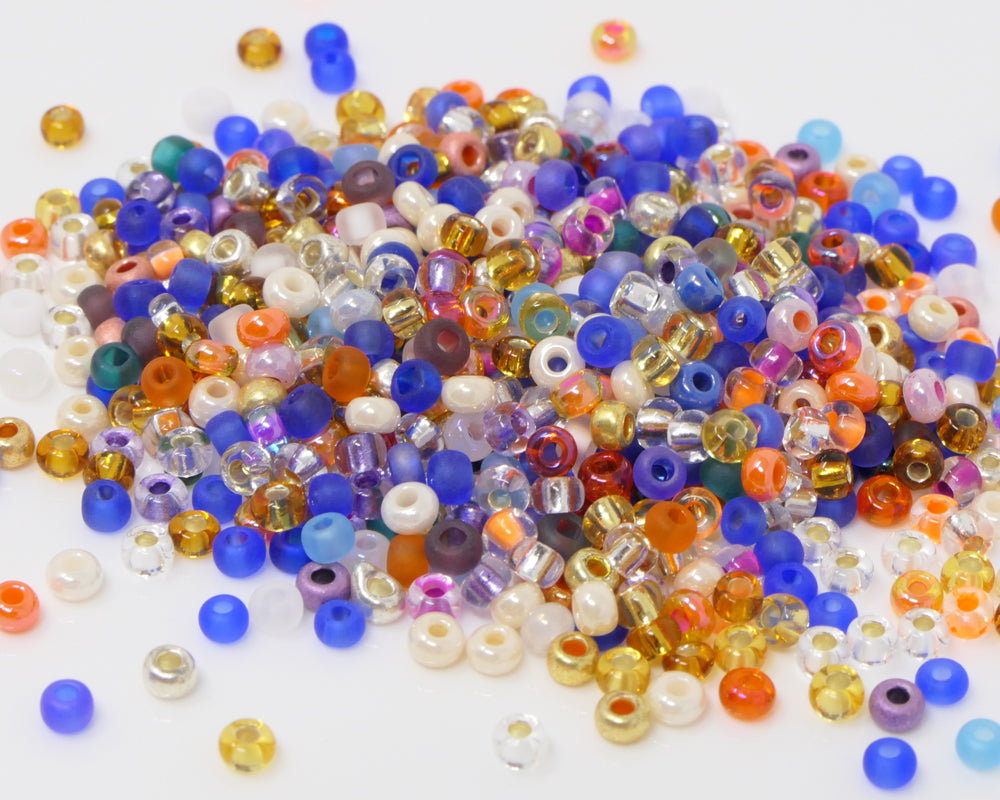 Rocailles Perlen Glasperlen 650 St. Farben-Mix 3mm Bunt Rocaillesperlen Perlenmix Indianerperlen -721
