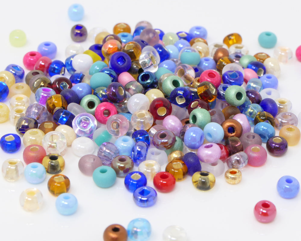 Rocailles-Perlen-Mix 250 Stück Glasperlen 4mm Bunt 6/0 Farben-Mix Indianerperlen zum Auffädeln -806