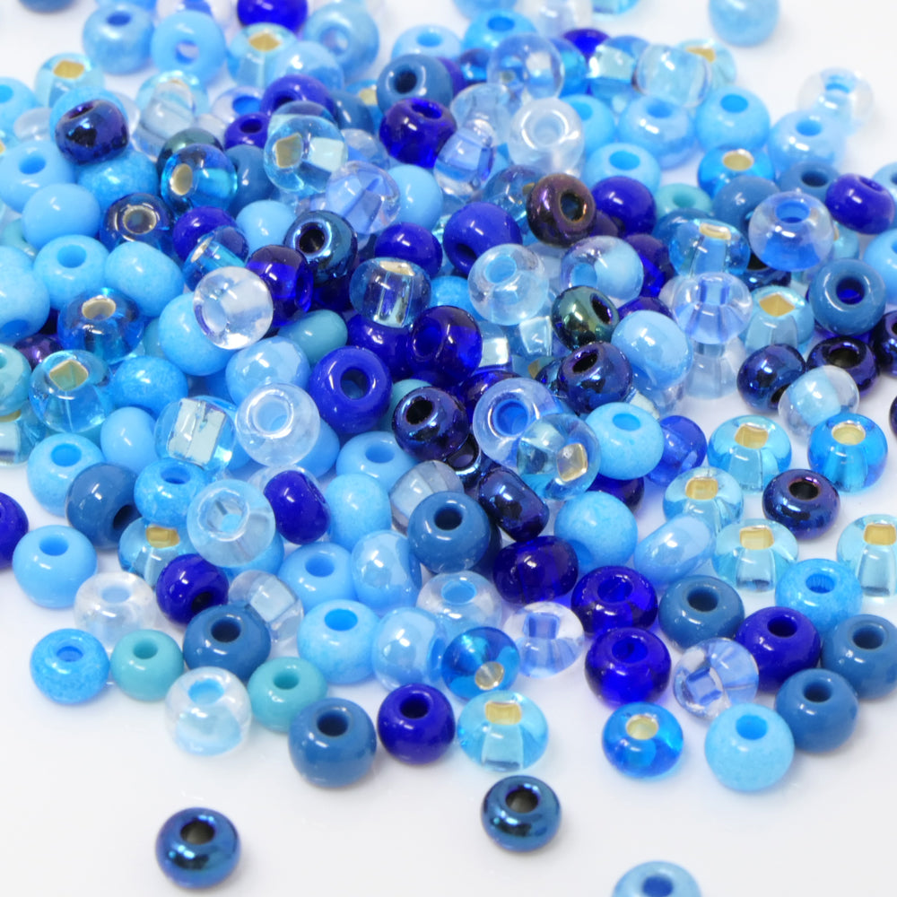 Rocailles-Perlen-Mix 260 Stück Glasperlen 4mm Blau 1,3mm Loch zum Auffädeln und Basteln 6/0