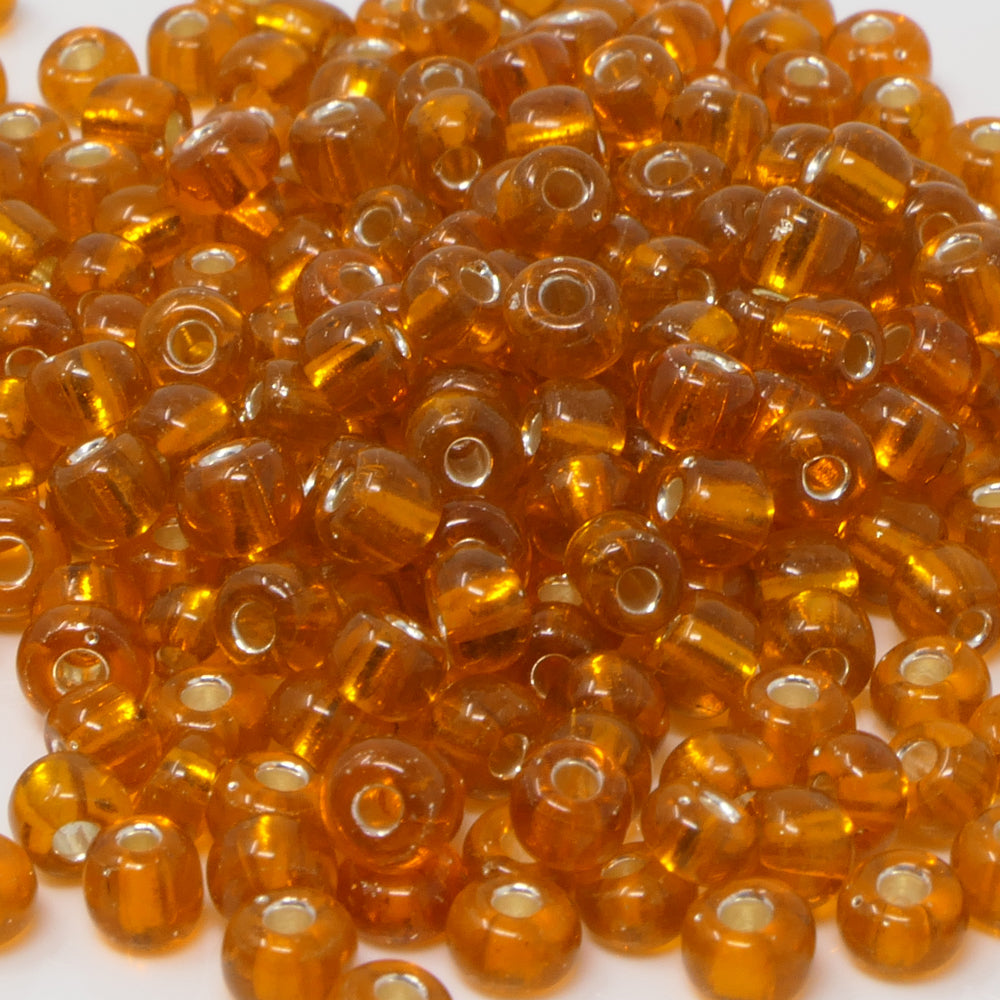 Rocailles Glasperlen orange mit Silbereinzug 3-4mm 260x Perlen Rocaillesperlen -219