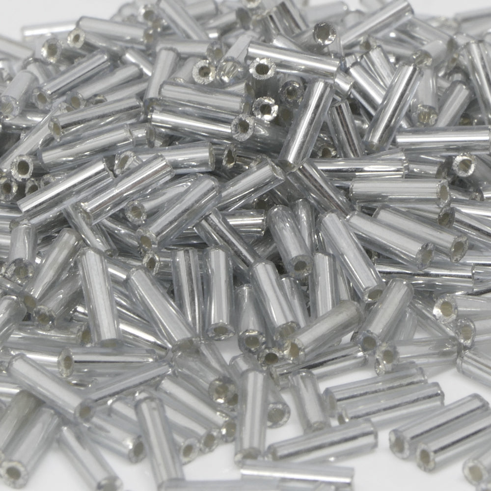 Rocailles-Stifte 7mm Röhrchen hellgrau 560x Perlen mit Silbereinzug Rocaillesperlen