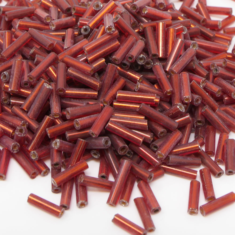 500 Rocailles-Stifte 7mm Röhrchen dunkelrot Perlen mit Silbereinzug Stiftperlen -269