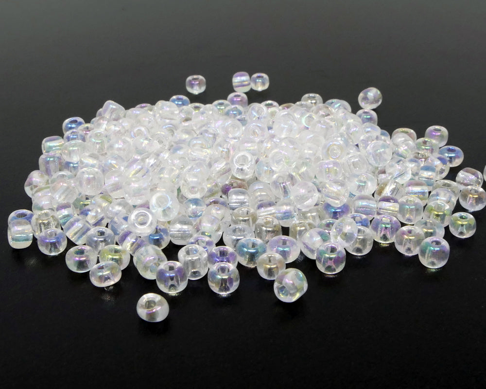 Rocailles Perlen Glasperlen 4mm transparent AB 300 St.Glas Beads -762
