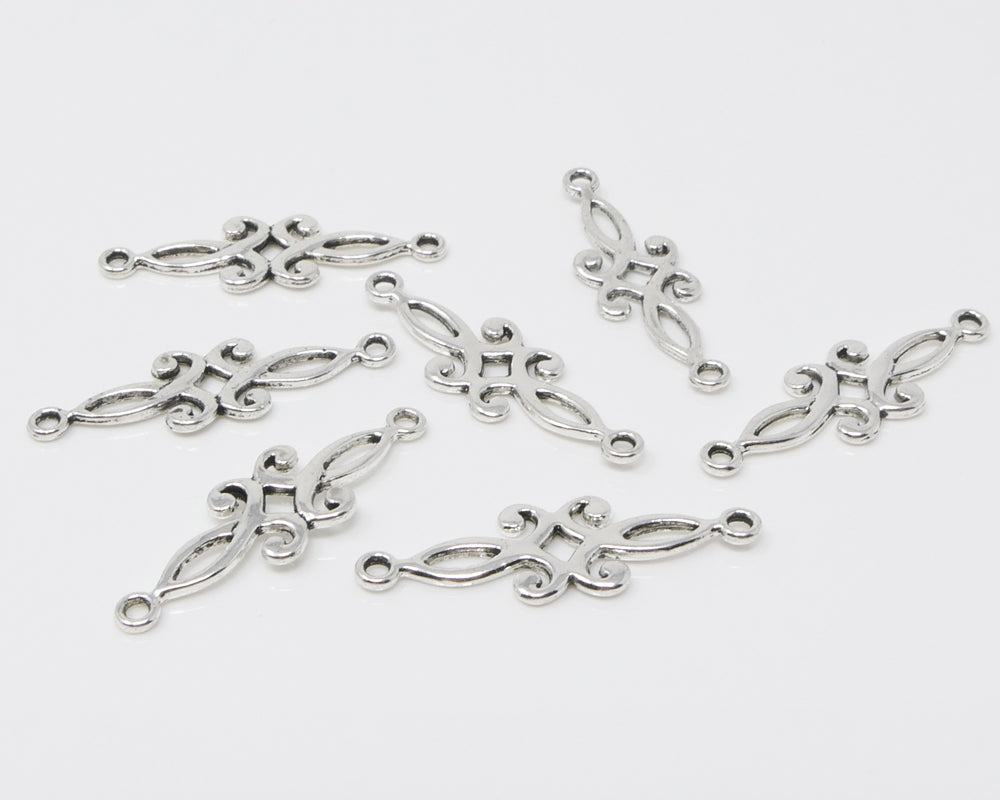 Schmuckverbinder 7x Verbinder Ornament zum Basteln 29mm Altsilber