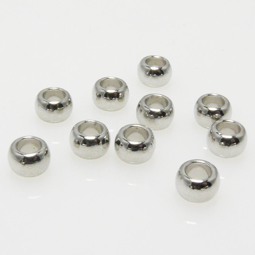 10 Metallperlen Perlen 4x6mm Spacer Großlochperlen silber Metallrocailles -1007