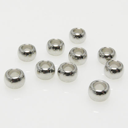 10 Metallperlen Perlen 4x6mm Spacer Großlochperlen silber Metallrocailles -1007