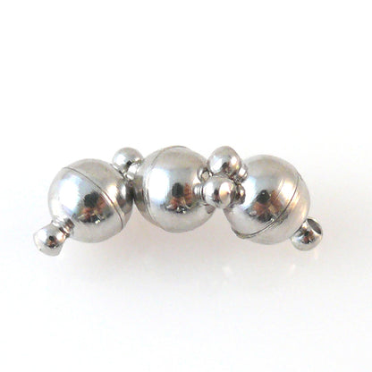 Magnetverschlüsse Set 3 St. Kugel silber Verschlüsse 6mm Kettenschließen Magnetschließen