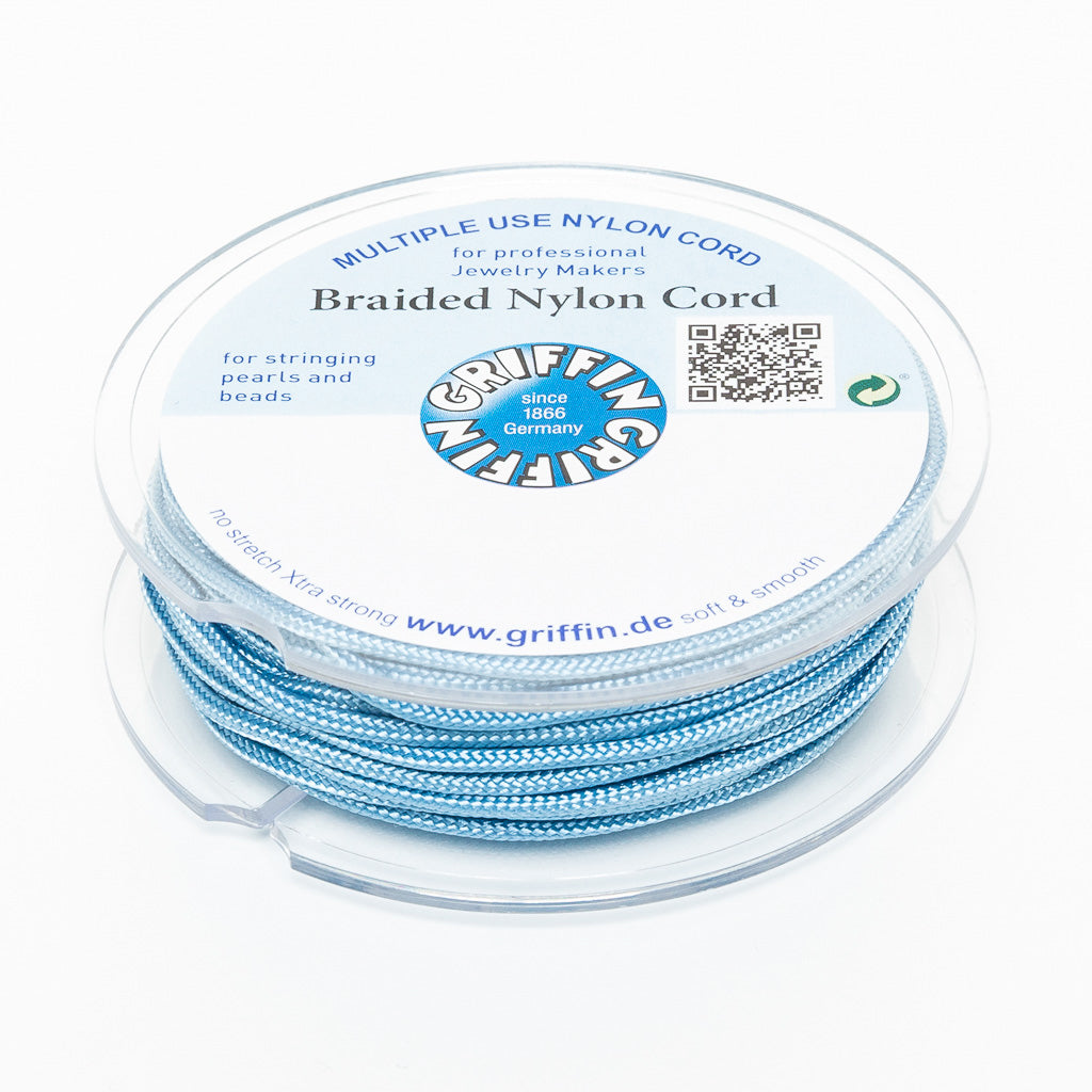 GRIFFIN geflochtene Nylonschnur Ø 2mm Hellblau Spule 10m Schmuckband Faden Schnur -108