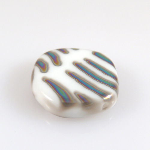 veredelte Perlen Münzen 20mm Glasperlen Scheibe weiß bunt zum Schmuck basteln