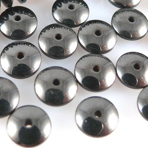 20 Hämatit Perlen Diskus 8mm Spacer metallgrau Hämatitsteine zum Basteln -1365