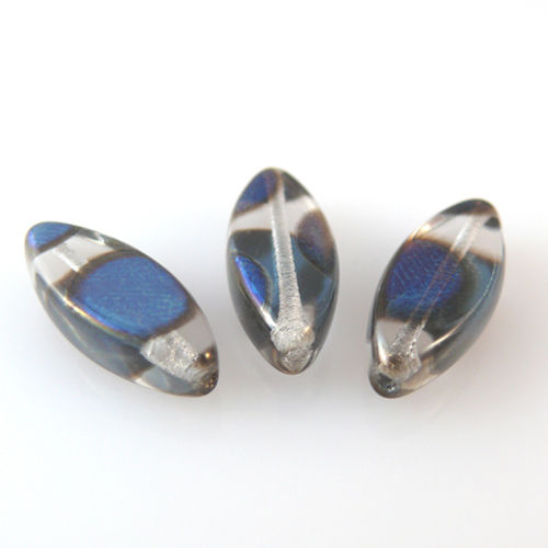 3 veredelte Glasperlen 18mm kristall blau Perlen oval zum Schmuck basteln -611