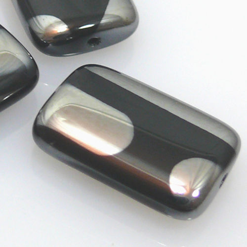 hochwertige Perlen Rechteck 19mm schwarz silber Glasperlen zum Schmuck Basteln