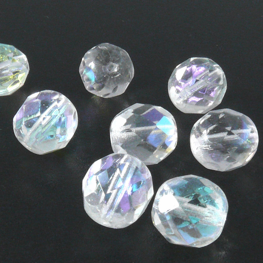 10 böhmische Glasschliffperlen 9mm kristall AB Facettenperlen zum Basteln -868