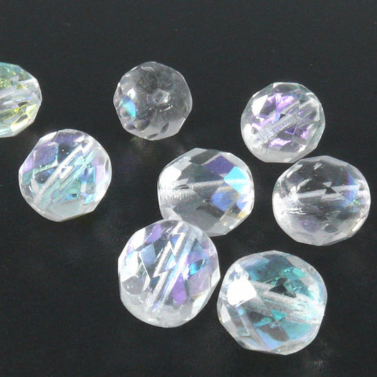 10 böhmische Glasschliffperlen 9mm kristall AB Facettenperlen zum Basteln -868
