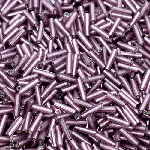 440 Rocailles-Stifte 7mm Röhrchen lila Silbereinzug Glasperlen Rocaillesperlen