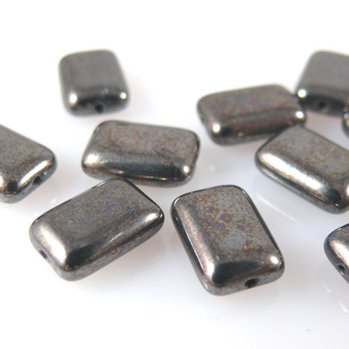 10 Glasperlen hämatit 12mm Rechteck Perlen grau zum Basteln Schmuckteile -915
