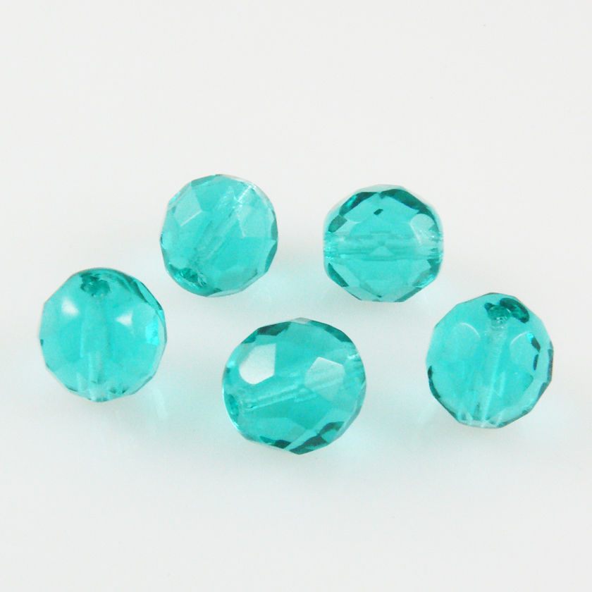 5x böhmische Glasschliffperlen facettiert 12mm türkis runde Glasperlen Glasbeads