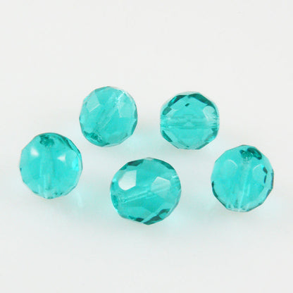 5x böhmische Glasschliffperlen facettiert 12mm türkis runde Glasperlen Glasbeads