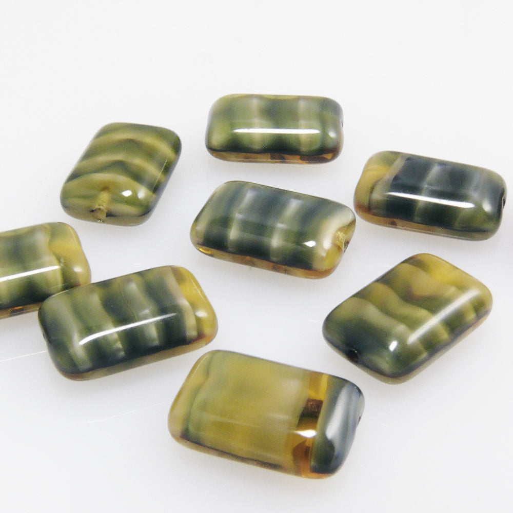 9 Perlen 12x8mm Glasperlen Rechtecke honigfarben Beads zum Auffädeln -1678