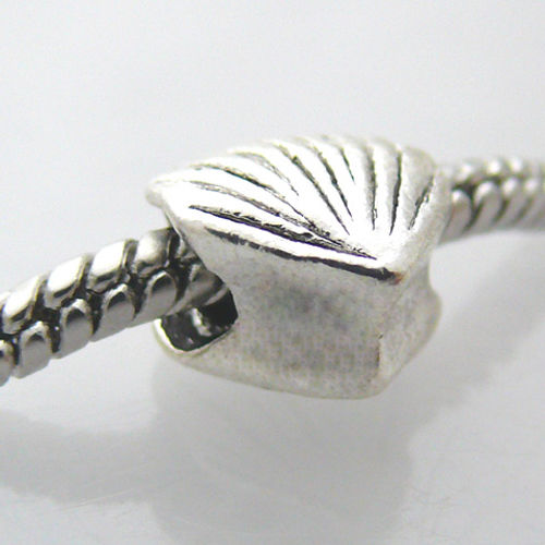1x Metall Bead Muschel 10mm Sammelperle Metallperlen silbern Metallbeads -450