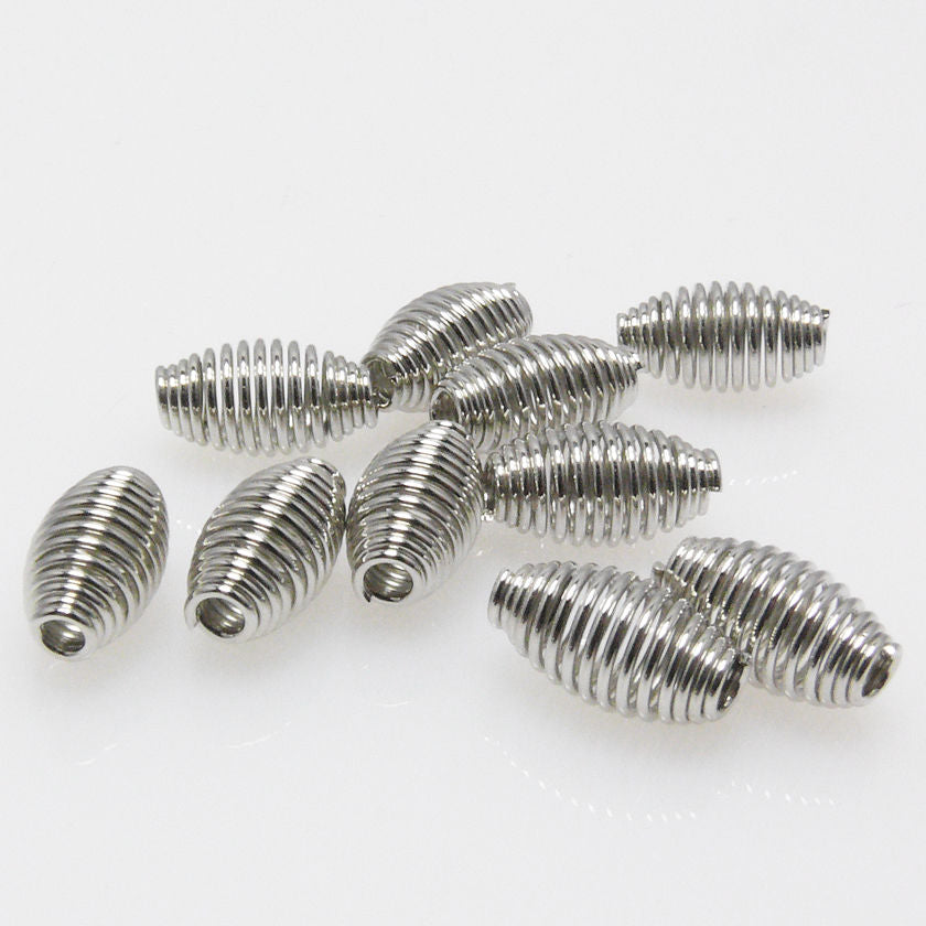 10 Metallperlen Drahtperlen 11mm silberfarben Metall Spirale Metallbead oval