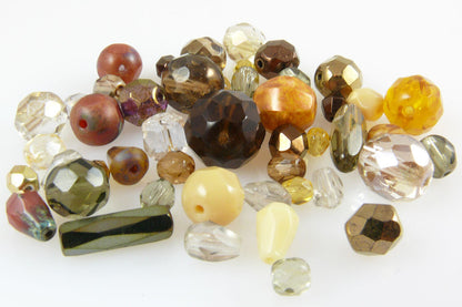 50 edle Perlen braun Glasschliffperlen Perlenmischung Mix 4-15mm Beads -798