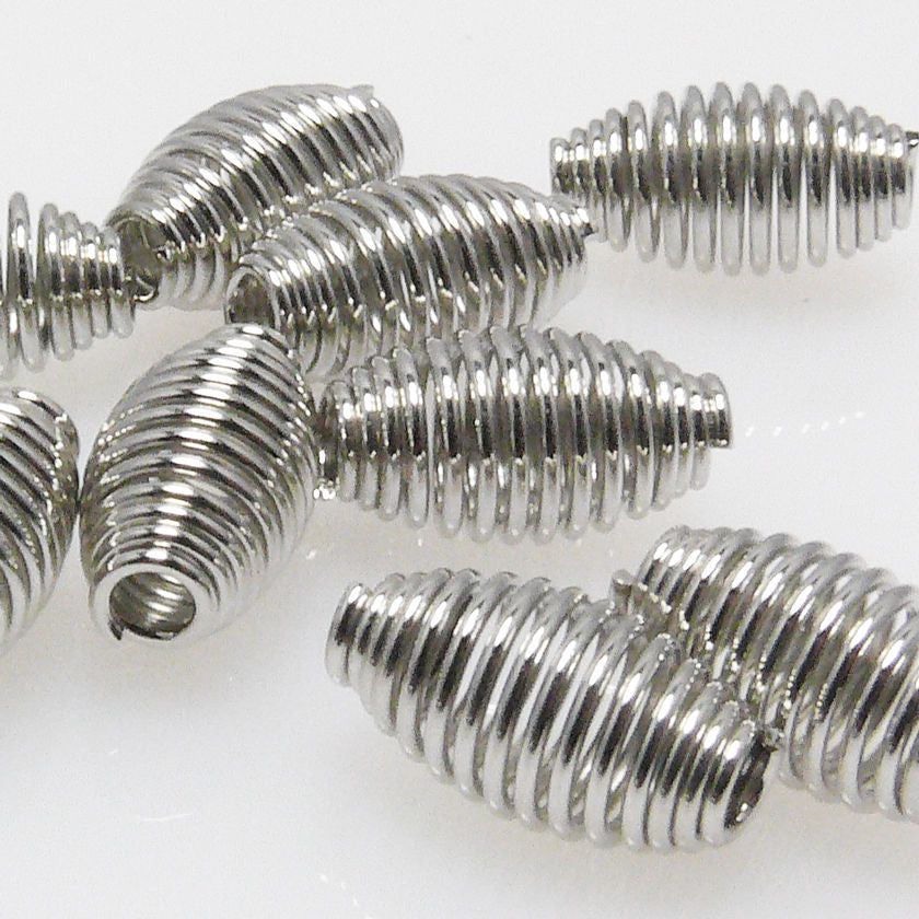 10 Metallperlen Drahtperlen 11mm silberfarben Metall Spirale Metallbead oval