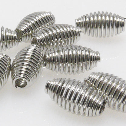 10 Metallperlen Drahtperlen 11mm silberfarben Metall Spirale Metallbead oval